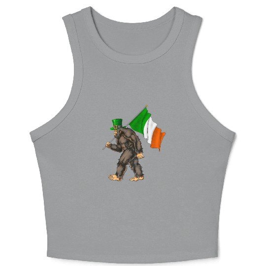 St. Patrick's Day Bigfoot Ireland Flag Crop Tank Top