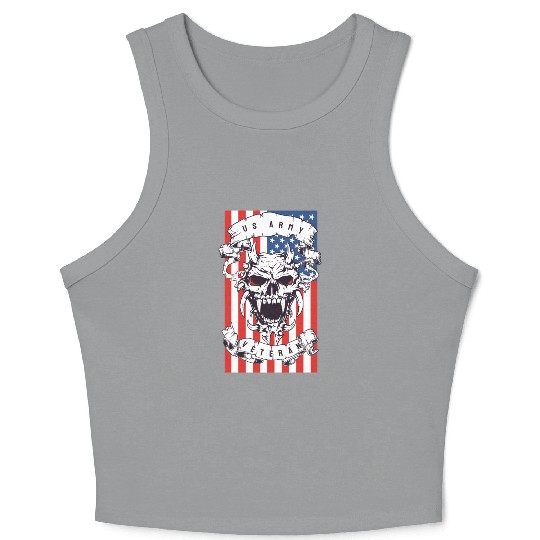 US Army Veteran Skull Crop Tank Top