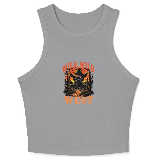 Wild Wild West Cowboy Sunset Crop Tank Top
