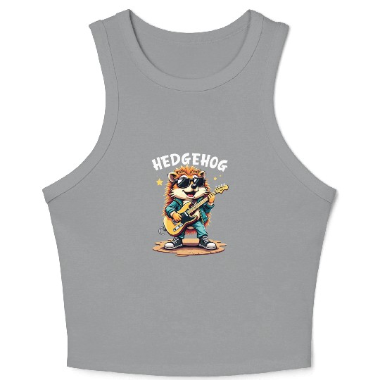 Hedgehog Musician Rock N Roll Guitar Player Crop Tank Top