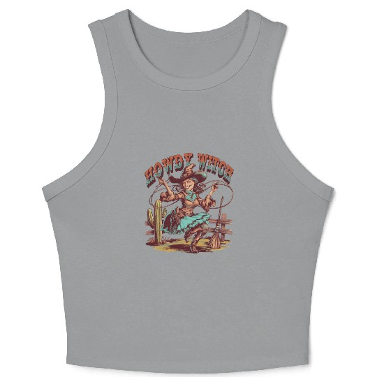 Howdy Witch Cowgirl Lasso Design Crop Tank Top