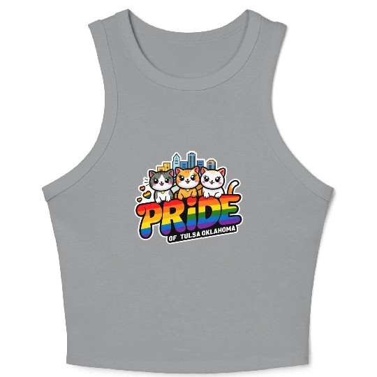 Pride of Tulsa City Oklahoma USA Rainbow Flag Crop Tank Top