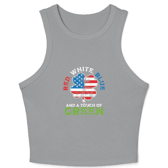 Red White Blue and a Touch of Green Irish USA Crop Tank Top