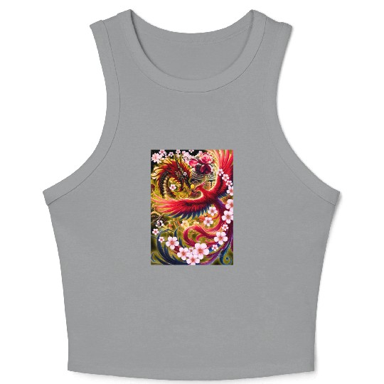 Chinese Dragon and Phoenix Crop Tank Top