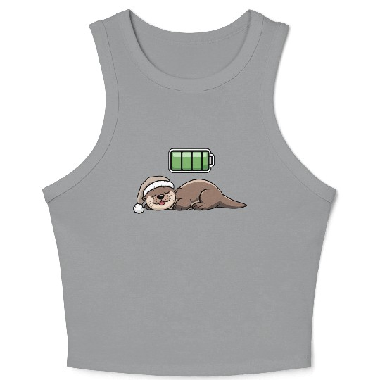 Sea Otter Sleeping Recharging Night Bedtime Crop Tank Top