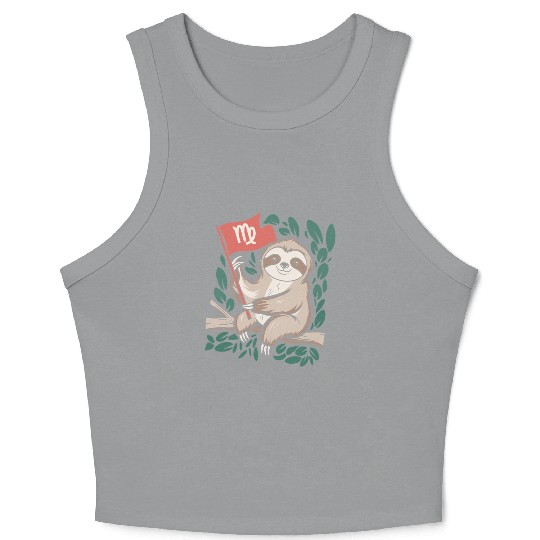 Charming Virgo Zodiac Sloth Embracing the Stars Crop Tank Top