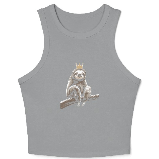 Royal Sloth King Relaxing on Branch Crop Tank Top