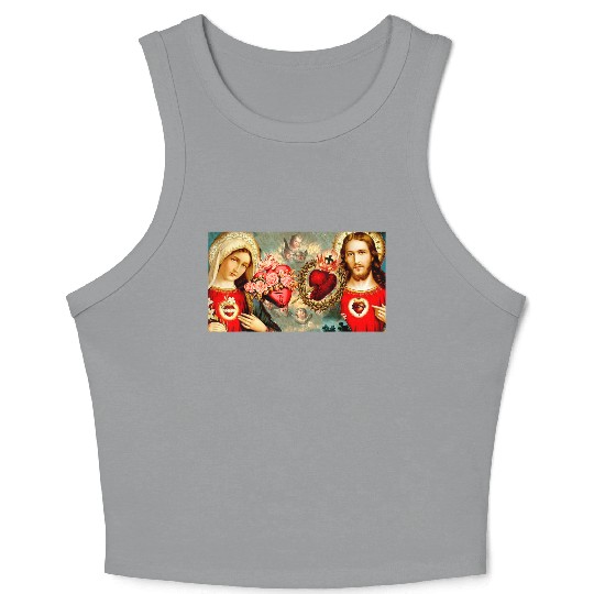 Sacred Heart and Immaculate Heart Jesus and Mary Crop Tank Top