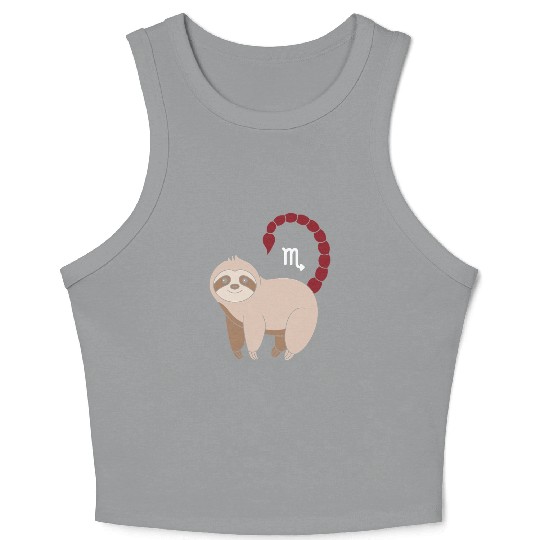 Scorpio Zodiac Sloth with Scorpio Sign Tail Crop Tank Top