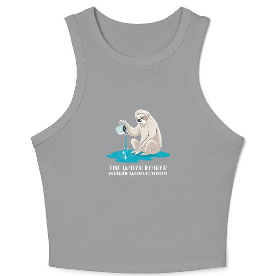 Aquarius Zodiac Sloth: The Water Bearer Flowing Crop Tank Top