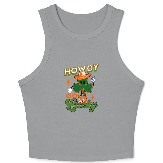 Howdy Go Lucky Funny Saint Patrick's Day Western Crop Tank Top