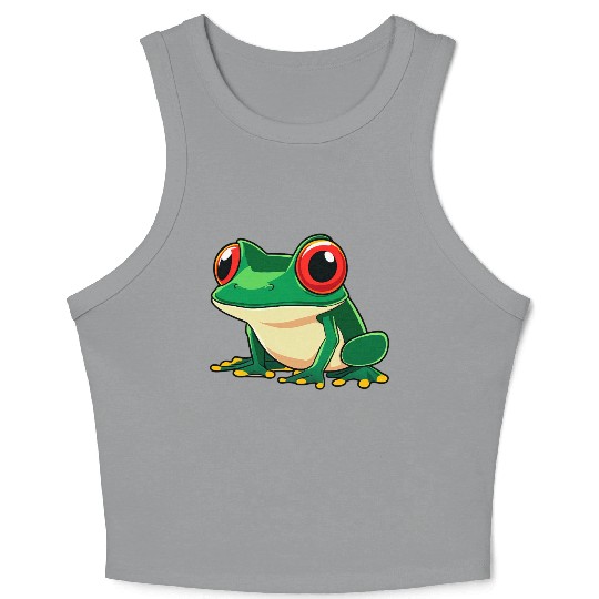 Little green frog Crop Tank Top