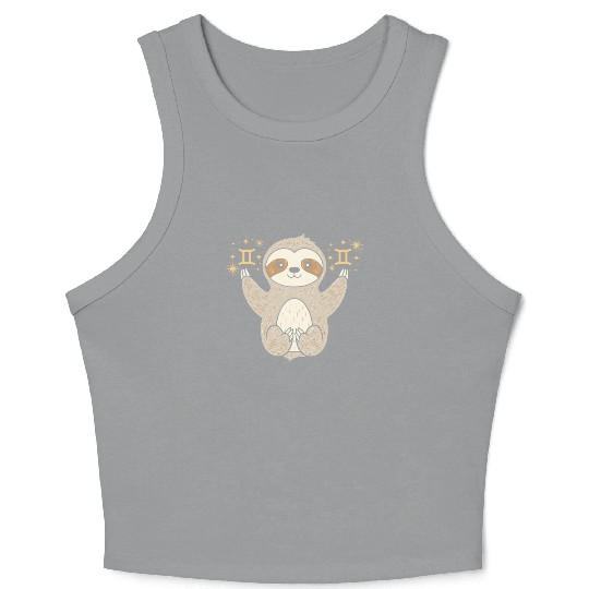 Gemini Zodiac Sloth Embracing Duality Magic Crop Tank Top