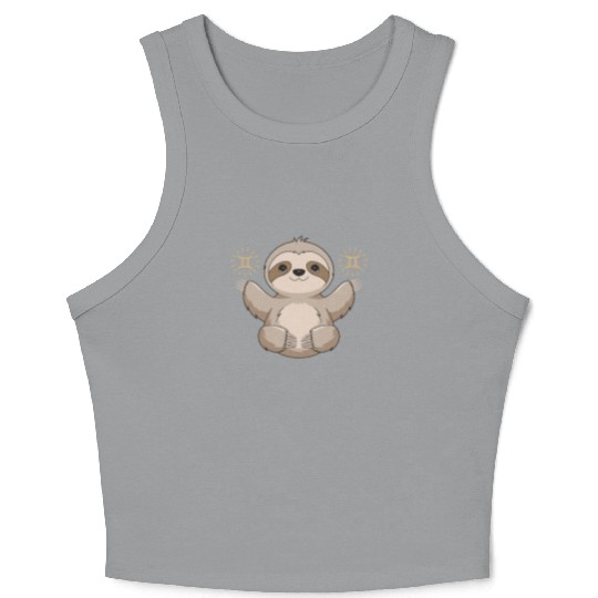 Adorable Gemini Zodiac Sloth Embraces Gemini Charm Crop Tank Top