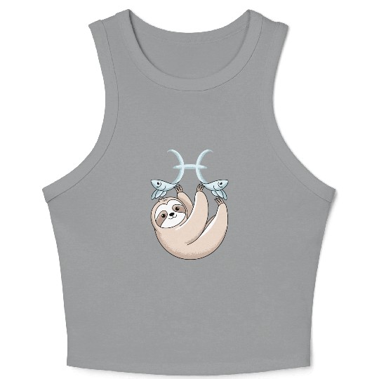 Pisces Zodiac Sloth Embracing Your Cosmic Calm Crop Tank Top