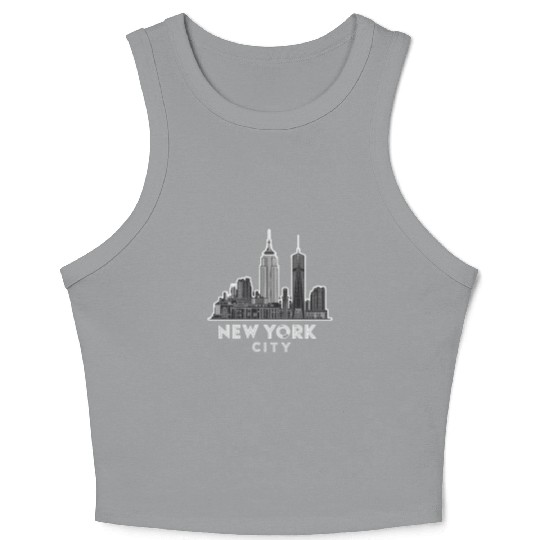 New York City Skyline Art Deco Style Iconic Crop Tank Top