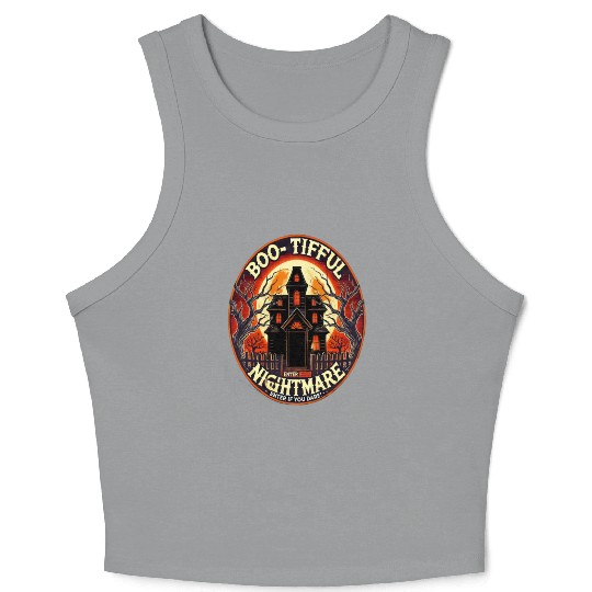 Haunted House Horror - Spooky Halloween Nightmare Crop Tank Top