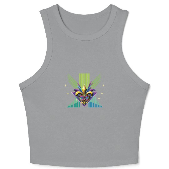 Mardi Gras Retro Synthwave Mask Design Crop Tank Top