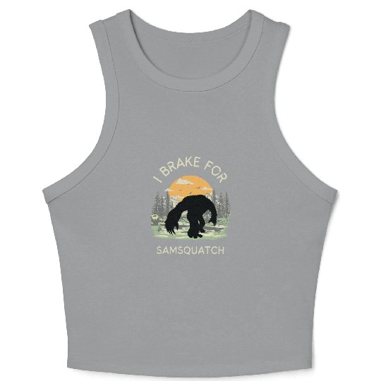 Funny Samsquatch Bigfoot Cryptid Camping Crop Tank Top