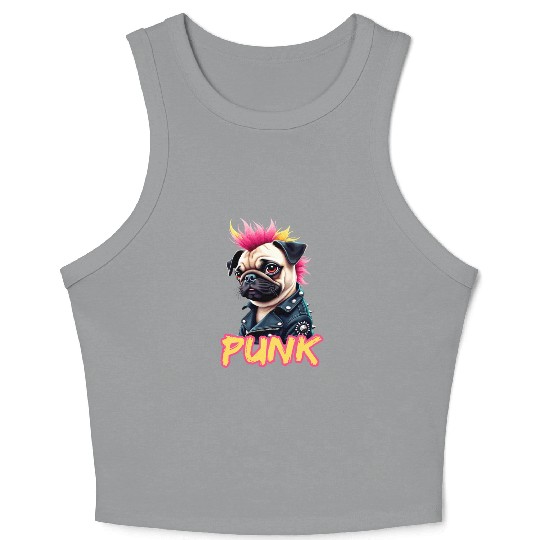 Punk Pug with Mohawk and Jacket - Embrace the Crop Tank Top