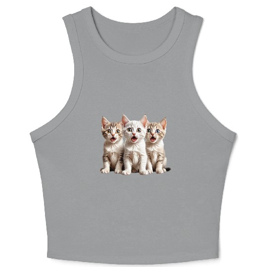 Surprised Kittens Crop Tank Top