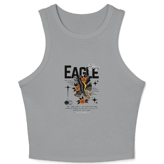 Flying Eagle Vintage Tattoo Style Design Crop Tank Top