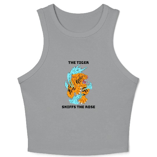 Fierce Tiger and Waves Graphic Crop Tank Top Design