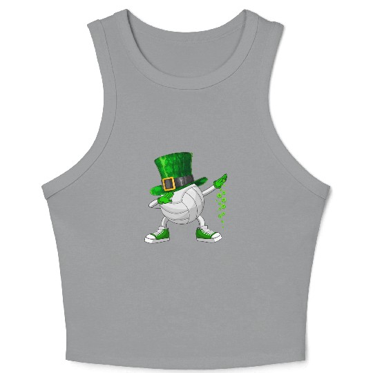 Funny Dabbing Shamrock Volleyball St Patrick's Day Crop Tank Top