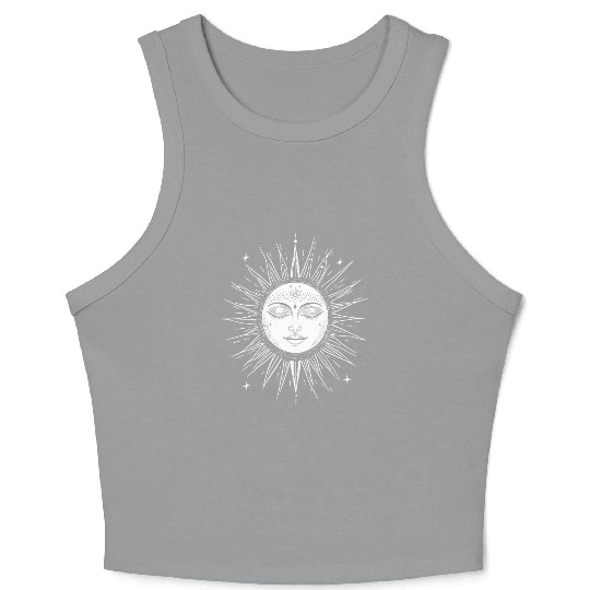 Boho Sun Spirituality Sun Face Bohemian Crop Tank Top