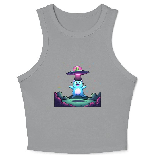 Alien Cat Abduction Art Crop Tank Top
