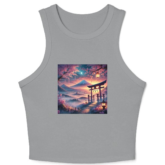 fuji sakura torii Crop Tank Top