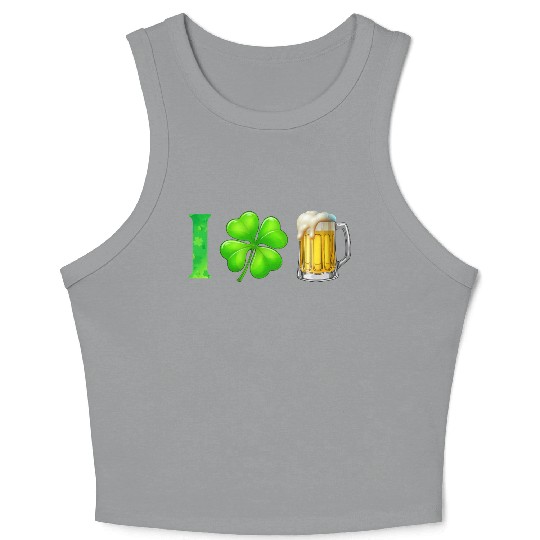 I Shamrock Beer Funny St Patrick's Day I Love Beer Crop Tank Top