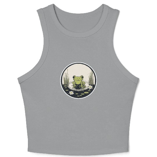 Serene Frog in a Tranquil Pond Crop Tank Top