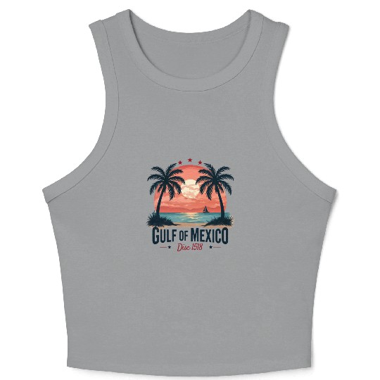 Mexico Beach Vintage Sunset Tropical Vibes Crop Tank Top