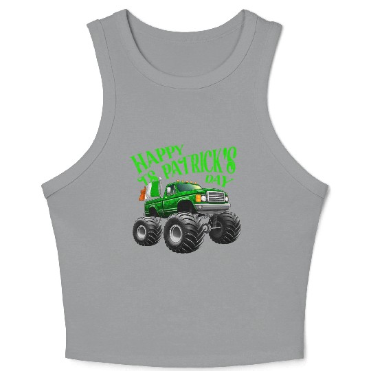Happy St Patricks Day Toddler Lucky Monster Truck Crop Tank Top