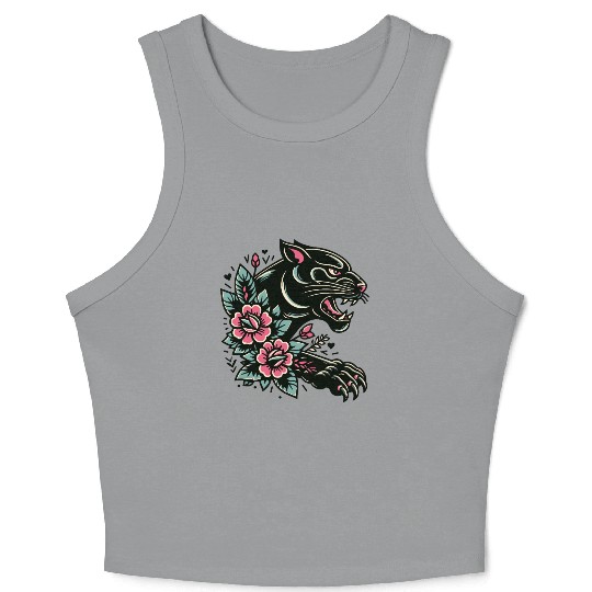 Black Panther Flash Tattoo Crop Tank Top