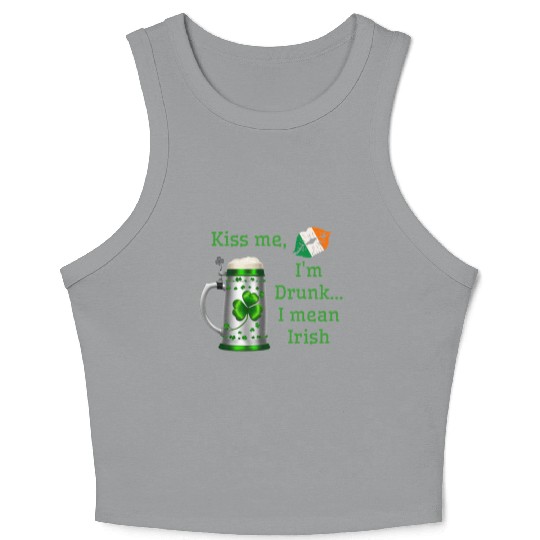St. Patrick's Day - Kiss Me I'm Drunk Crop Tank Top