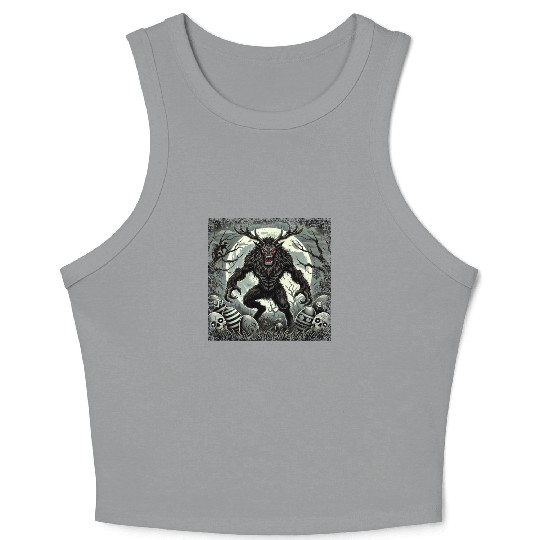 Wendigo Monster Deer Easter Werewolf Creepy Crop Tank Top