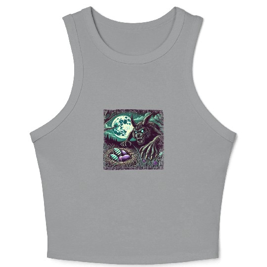 Creepy Werewolf Easter Bunny Nightmare Crop Tank Top