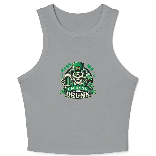 Kiss Me I Am Irish And Drunk St. Patrick's Crop Tank Top