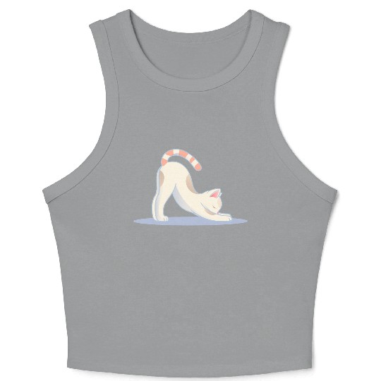 cute cat in the classic yoga stretching pose Crop Tank Top