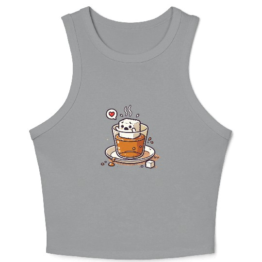 Cute Sugar Cube in Turkish Tea Crop Tank Top
