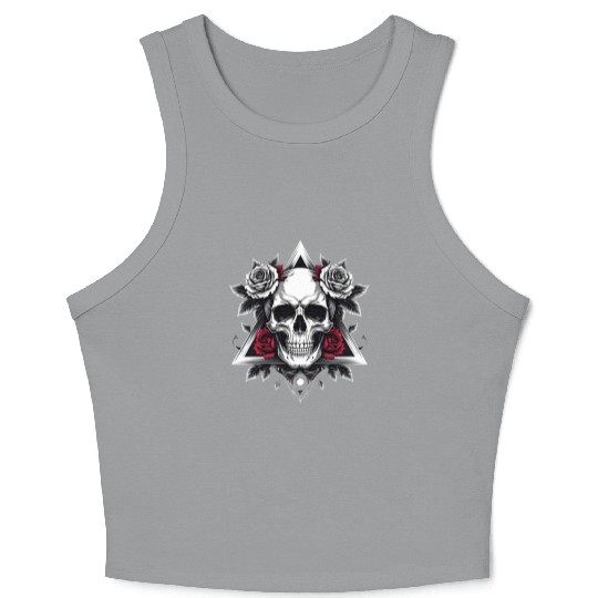 Gothic Skull & Roses Aesthetic Crop Tank Top