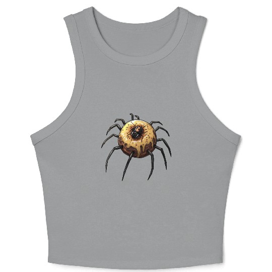 Donut Spider Funny Creative Motif Crop Tank Top