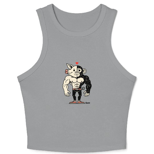 Half Pig, Half Ape – Full Muscle Love Crop Tank Top
