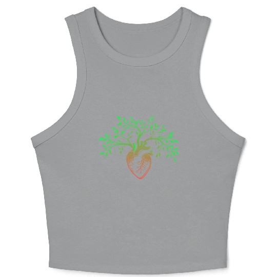 Nature-Inspired Anatomical Heart & Tree Design Crop Tank Top