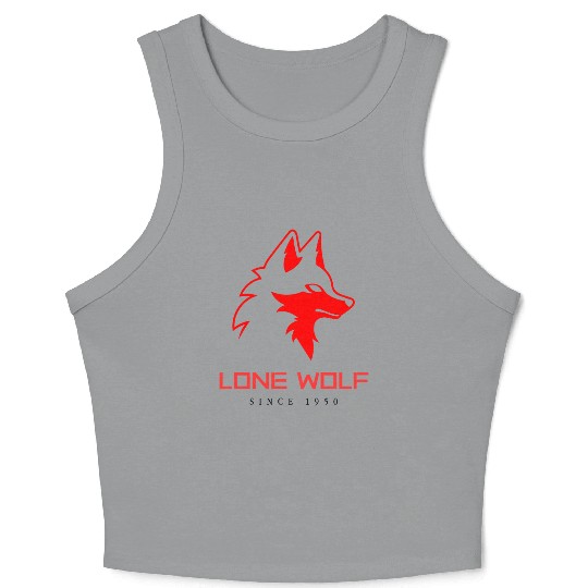 lone wolf red logo Crop Tank Top