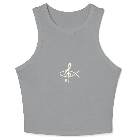 Clef Ichthys Jesus Fish Church Choir Crop Tank Top