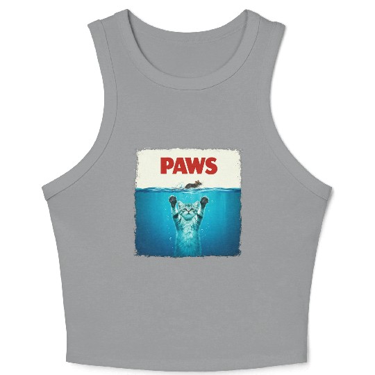 Paws Kitten Meow Parody Funny Cat Lover Crop Tank Top