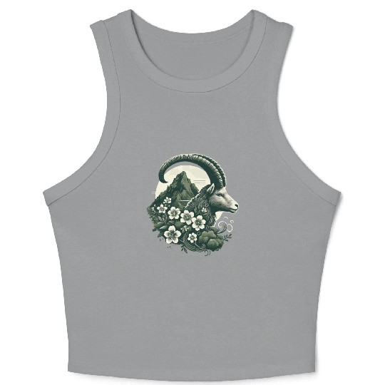 Capricorn Zodiac Sign - Mountain Goat Astrology Crop Tank Top